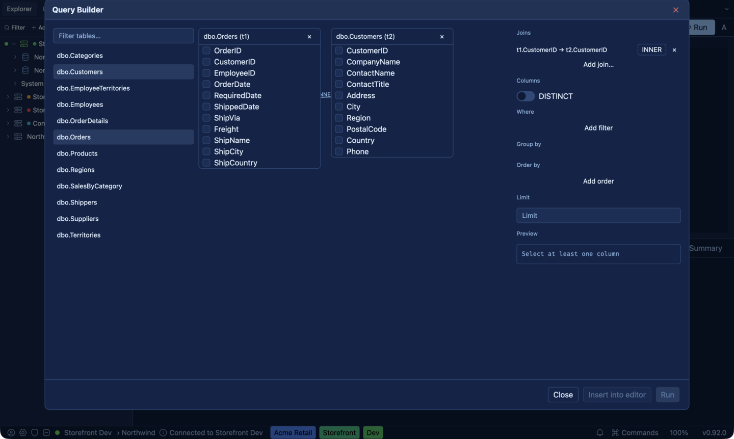 SQLly visual Query Builder