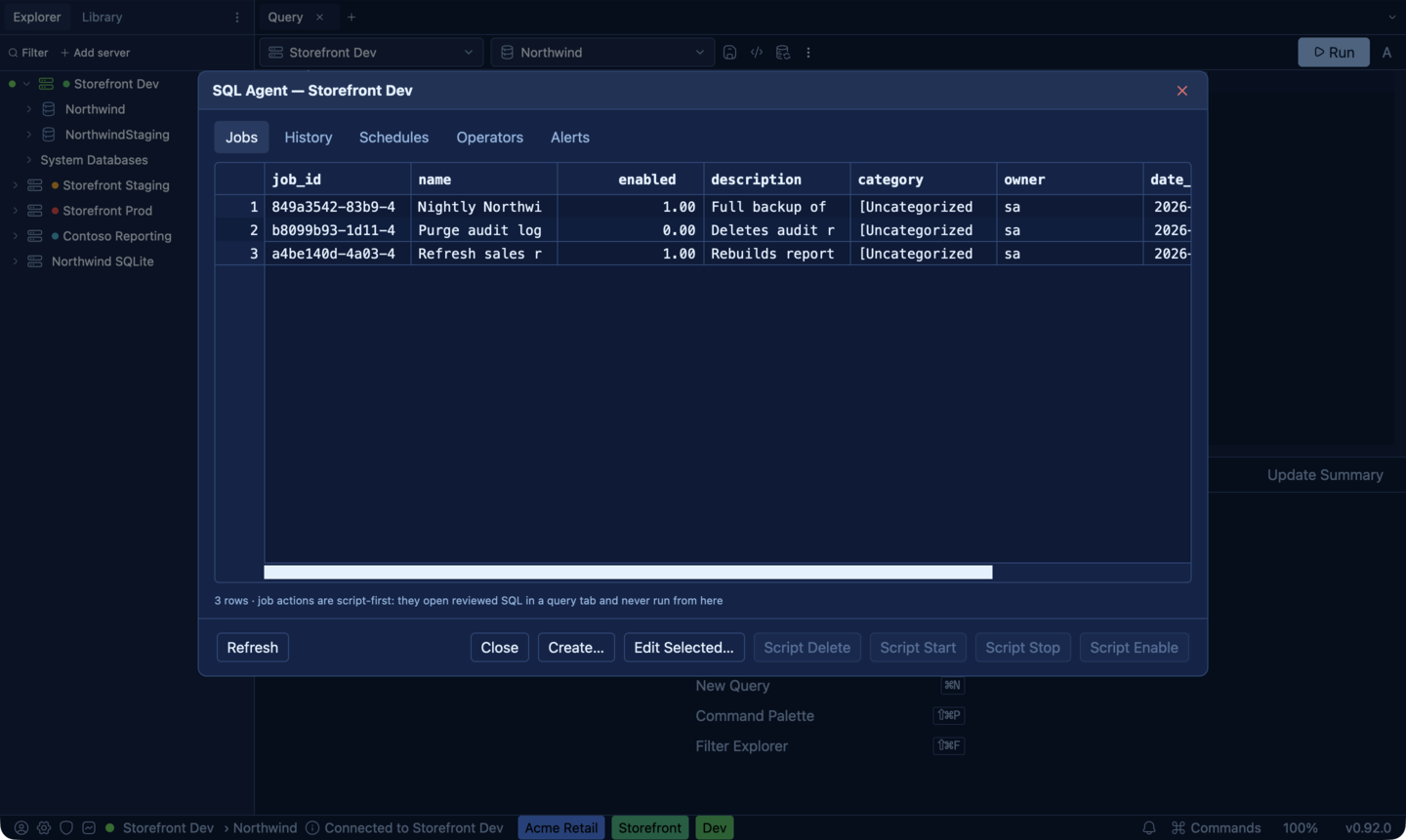 SQLly SQL Agent jobs browser